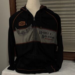 Harley-Davidson Black and Gray Zip-Up Jacket
